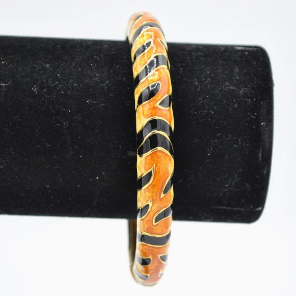 Kenneth Jay Lane 2006 Tiger Print Hinged Bangle